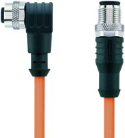 AL-WWAK5-1-AL-WAS5/S7400 | M12/M12 cable, 5p, female 90°/male 0°, 1 m, PUR