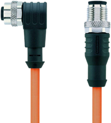 AL-WWAK3-2-AL-WAS3/S7400 | M12/M12 cable, 3p, female 90°/male 0°, 2 m, PUR