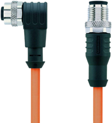 AL-WWAK3-5-AL-WAS3/S7400 | M12/M12 cable, 3p, female 90°/male 0°, 5 m, PUR