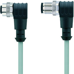 AL-WWAKS4-2-AL-WWASS4/P00 | M12/M12 cable, 4p, female 90°/male 90°, 2 m, PVC, shielded