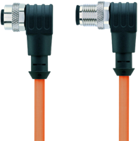 AL-WWAK4-1-AL-WWAS4/S7400 | M12/M12 cable, 4p, female 90°/male 90°, 1 m, PUR