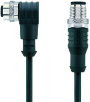 AL-WWAK4-1-AL-WAS4/S370 | M12/M12 cable, 4p, female 90°/male 0°, 1 m, PUR