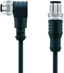 AL-WWAKS8-2-AL-WASS8/S370 | M12/M12 cable, 8p, female 90°/male 0°, 2 m, PUR