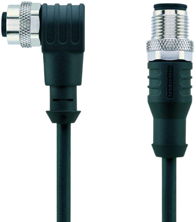 AL-WWAK5-5-AL-WAS5/S370 | M12/M12 cable, 5p, female 90°/male 0°, 5 m, PUR