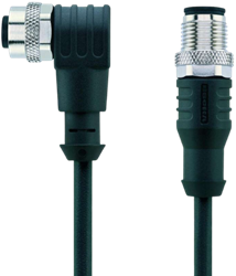 AL-WWAK4-2-AL-WAS4/S370 | M12/M12 cable, 4p, female 90°/male 0°, 2 m, PUR
