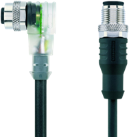 AL-WWAK4P3-2-AL-WAS4/S370 | M12/M12 cable, 4p, female 90°/male 0°, 2 m, PUR, LED