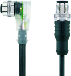 AL-WWAK5P3-5-AL-WAS5/S370 | M12/M12 cable, 5p, female 90°/male 0°, 5 m, PUR, LED