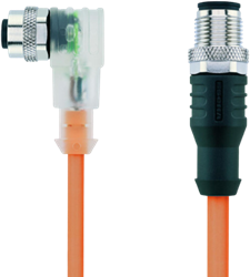 AL-WWAK5P3.1-2-AL-WAS5/S7400 | M12/M12 cable, 5p, female 90°/male 0°, 2 m, PUR, LED