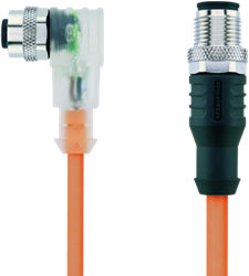 AL-WWAK5P3.1-5-AL-WAS5/S7400 | M12/M12 cable, 5p, female 90°/male 0°, 5 m, PUR, LED