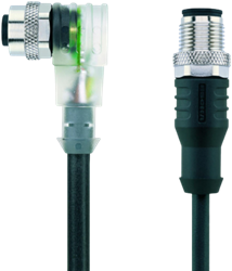 AL-WWAK4P3.2-2-AL-WAS4/S370 | M12/M12 cable, 4p, female 90°/male 0°, 2 m, PUR, LED