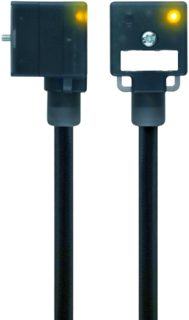 VA22-24.3-2-AL-WWAS5.002/S370 | M12/valve, 3p, male 90°/female 90° type A, 24VAC/DC, 2 m