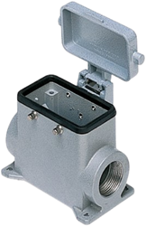 CAP 10 CS29 | Bulkhead Mounting Housing, High, Size 57.27, Alu, 4 pegs, 1xPG29 side, metal cover