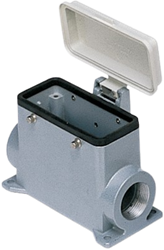 CAP 16 CP29 | Bulkhead Mounting Housing, High, Size 77.27, Alu, 4 pegs, 1xPG29 side, Cover Plastic