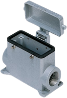 CAP 16 CS29 | Bulkhead Mounting Housing, High, Size 77.27, Alu, 4 pegs, 1xPG29 side, metal cover