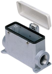 CAP 24 CP2 | Bulkhead Mounting Housing, High, Size 104.27, Alu, 4 pegs, 2xPG21 side, Cover Plastic