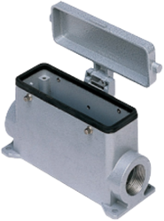 CAP 24 CS29 | Bulkhead Mounting Housing, High, Size 104.27, Alu, 4 pegs, 1xPG29 side, metal cover