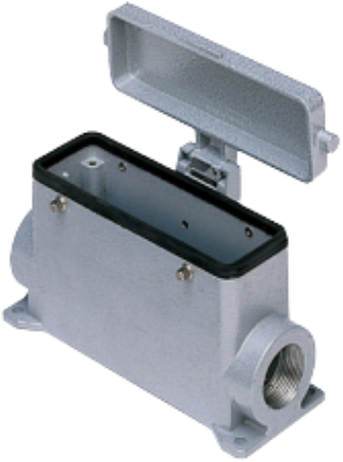 CAP 24 CS29 | Bulkhead Mounting Housing, High, Size 104.27, Alu, 4 pegs, 1xPG29 side, metal cover