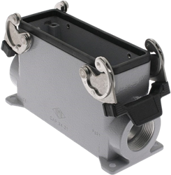 CAP 24.21 | Bulkhead Mounting Housing, High, Size 104.27, Alu, 2 levers, 1xPG21 side