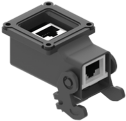 CJZ 8 IA4N | Bulkhead Mounting Housing, angled, size 21.21, plastic, 1 lever, 8P, RJ45, black