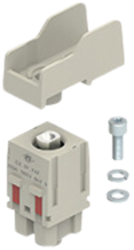 CX 01 30PEAF | Female modular insert, Mixo series, screw terminal connections - 90° angled for cable lug, 1 pole, 2 modules, 300 A, PE module for earth termination