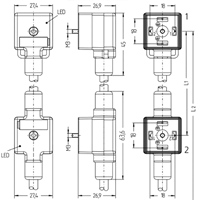 Drawing - Ventiel connector met LED - Valve connector - ESCHA