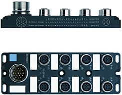 8I/OM12-5.4P2T | M12 junction system, 8I/O, 4p, M23 connector 12p