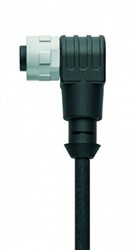 AL-WWAKK4-5/S370 | M12 connector, 4p, female 90°, 5 m, PUR, grey nut