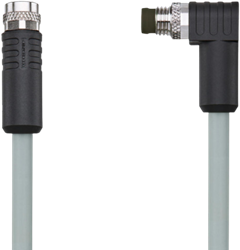 AL-SKPS8-2-AL-SWSPS8/P00 | M8/M8 cable, 8p, female 0°/male 90°, 2m, PVC, shielded