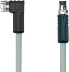 AL-SWKPS8-2-AL-SSPS8/P00 | M8/M8 cable, 8p, female 90°/male 0°, 2m, PVC, shielded