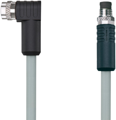 AL-SWKPS8-2-AL-SSPS8/P00 | M8/M8 cable, 8p, female 90°/male 0°, 2m, PVC, shielded