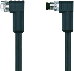AL-SWKPS8-5-AL-SWSPS8/S370 | M8/M8 cable, 8p, female 90°/male 90°, 5m, PUR, shielded