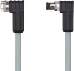 AL-SWKPS8-1-AL-SWSPS8/P00 | M8/M8 cable, 8p, female 90°/male 90°, 1m, PVC, shielded