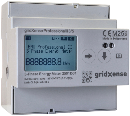 gridXense Professional II 3/5 LoRa | 3-phase kWh meter 3/5 A,  indirect measurement