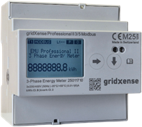 gridXense Professional II 3/5 Modbus | 3-phase kWh meter 3/5 A,  indirect measurement