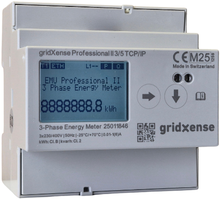 gridXense Professional II 3/5 TCP/IP | 3-phase kWh meter 3/5 A, indirect measurement