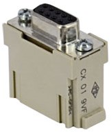 CX 01 9VF | Female Insert, MIXO, 1MU, 9P+GND, Crimp, 5A, 50V, D-Sub