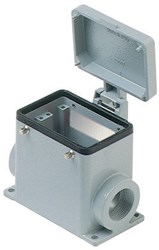 CHP 50 CS2 | Bulkhead Mounting Housing, Size 66.40, Alu, 4 pegs, 2xPG21 side, metal cover