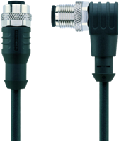 AL-WAK12-1-AL-WWAS12/S370 | M12/M12 cable, 12p, female 0°/male 90°, 1 m, PUR