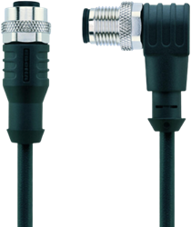 AL-WAK12-1-AL-WWAS12/S370 | M12/M12 cable, 12p, female 0°/male 90°, 1 m, PUR