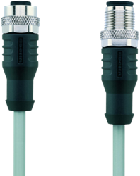 AL-WAK12-1-AL-WAS12/P00 | M12/M12 cable, 12p, female 0°/male 0°, 1 m, PVC