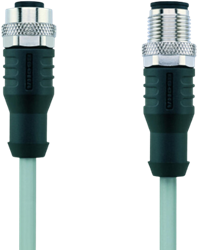 AL-WAK3-2-AL-WAS3/P00 | M12/M12 cable, 3p, female  0°/male  0°, 2 m, PVC