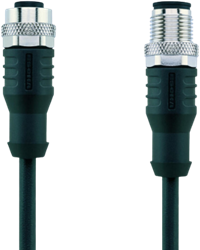 AL-WAK3P2-5-AL-WAS3/S370 | M12/M12 cable, 12p, female 0°/male 0°, 5 m, PUR, LED