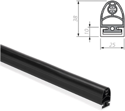 SP 37-3 TPE black | Safety switch strip, rubber profile TPE"