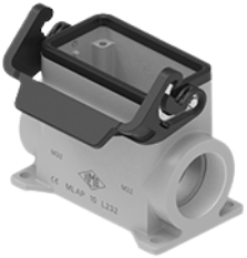 MLAP 10 L32 | Bulkhead Mounting Housing, high, size 57.27, Alu, 1 lever IL-BRID, 1xM32 angled