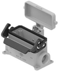 MLP 16 LS25 | Bulkhead Mounting Housing, size 77.27, Alu, 1 lever IL-BRID, 1xM25 angled, metal Cover