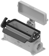 MLP 24 LS225 | Bulkhead Mounting Housing, size 104.27, Alu, 1 lever IL-BRID, 2xM25 angled, metal Cover